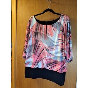 Women's Plus Time Line Pink and Gray Blouse Size 3XL